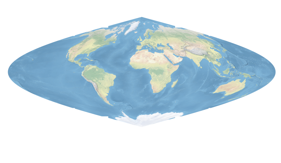 Display of continents in a Sinusoidal projection, NE150MSRWsin.tif.