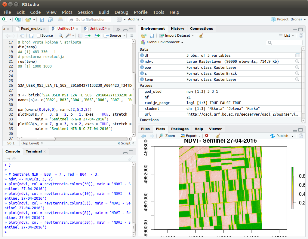 View of the RStudio environment.