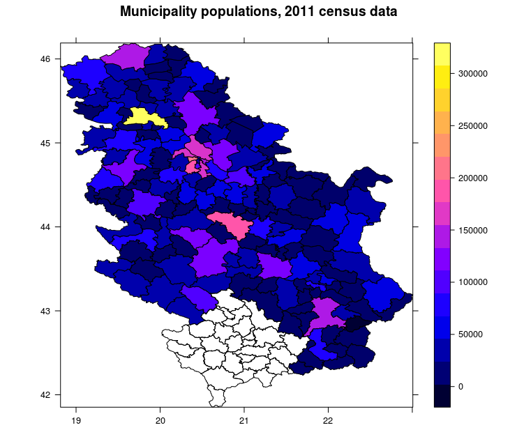 Spplot method: choroplet map.