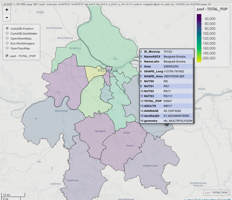 Interactive choroplet map, mapview