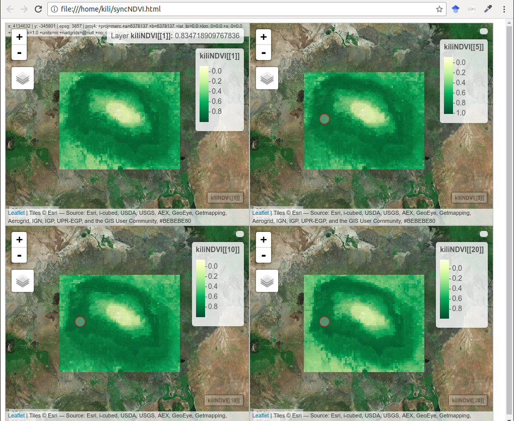 Synchronized NDVI maps, mapview