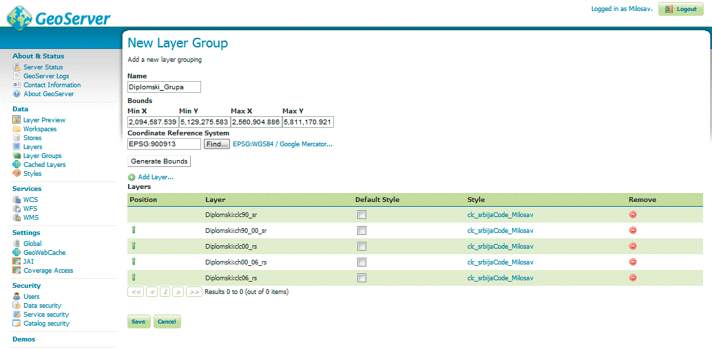 Page for adding *layer* groups.