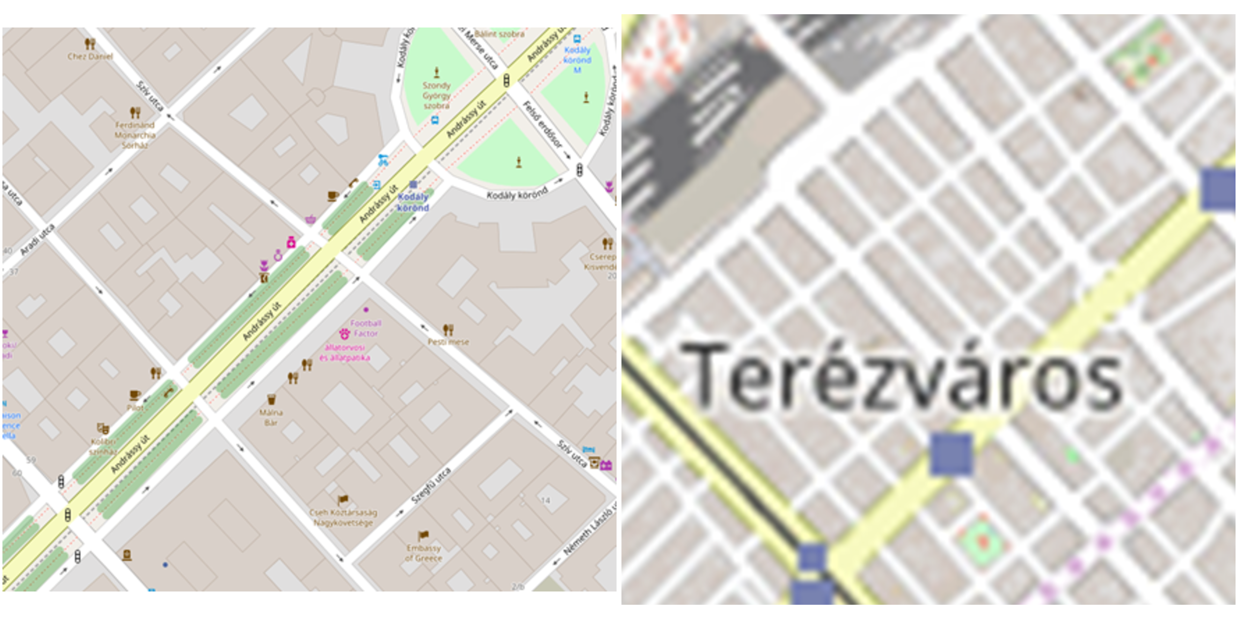 Primer grupisanja zgrada u blokove (Izvor: OpenStreetMap).