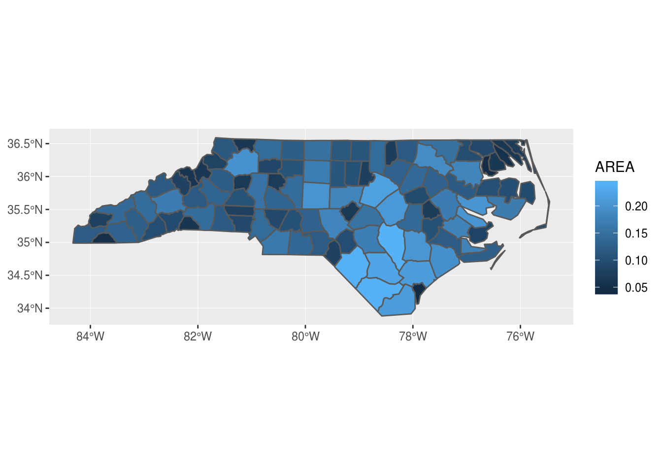 Method ggplot method with sf object: choroplet map.