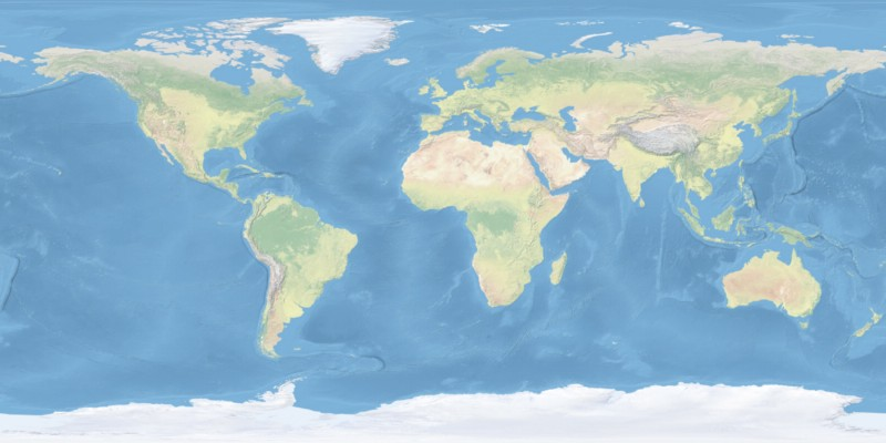 Display of continents in the WGS84 coordinate system, NE150MSRW.tif.