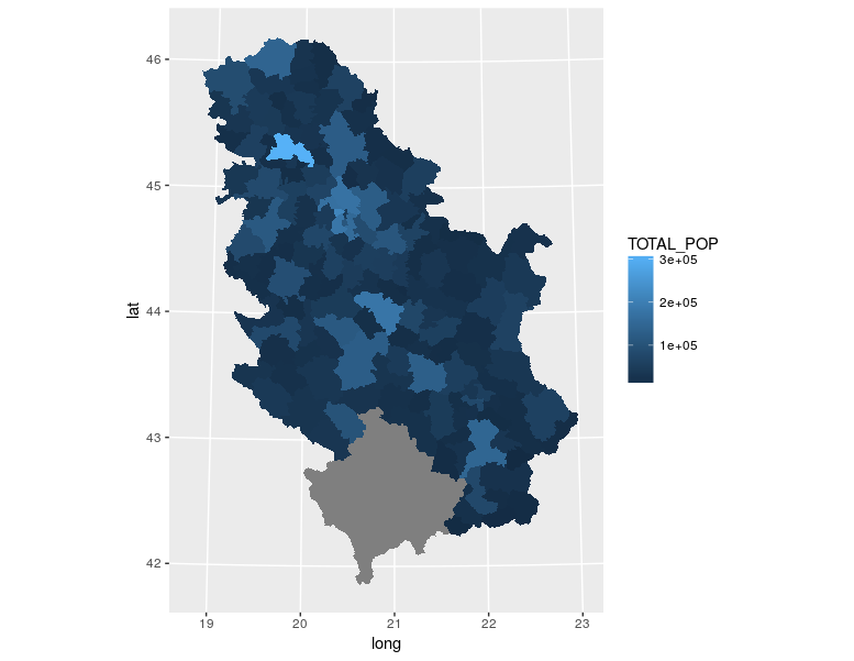 Method ggplot method: choroplet map.