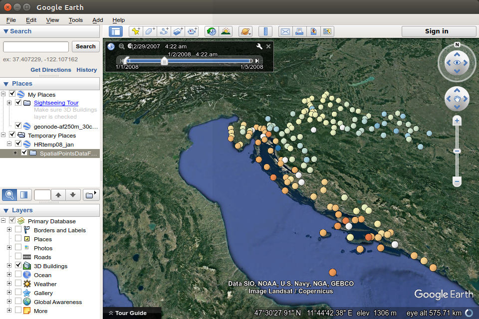 Animated display of spatio-temporal data.