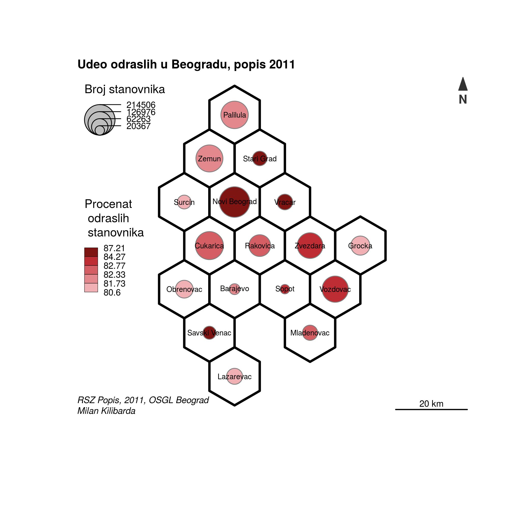 Karta sa heksagon geometrijom.